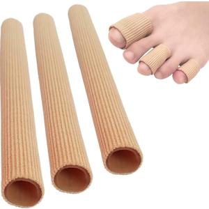 Chiroplax Toe Tubes Sleeves Protectors Cushions Fabric & Gel Lining Finger Toe Separator Tubing for Bunion Hammer Toe Callus Corn Blister (3 Pack, Large)
