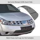 APS Compatible with Nissan Murano 2003-2008 Lower Bumper Stainless Steel Black 8x6 Horizontal Billet Front Grill Grille Insert N66486J