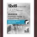 Americanflat 12x15 Picture Frame with Shatter-Resistant Glass - Use as 9x12 Frame with Mat or Display 12x15 Photo Without Mat - Hudson Collection - Wide Picture Frames for Wall Display - Mahogany