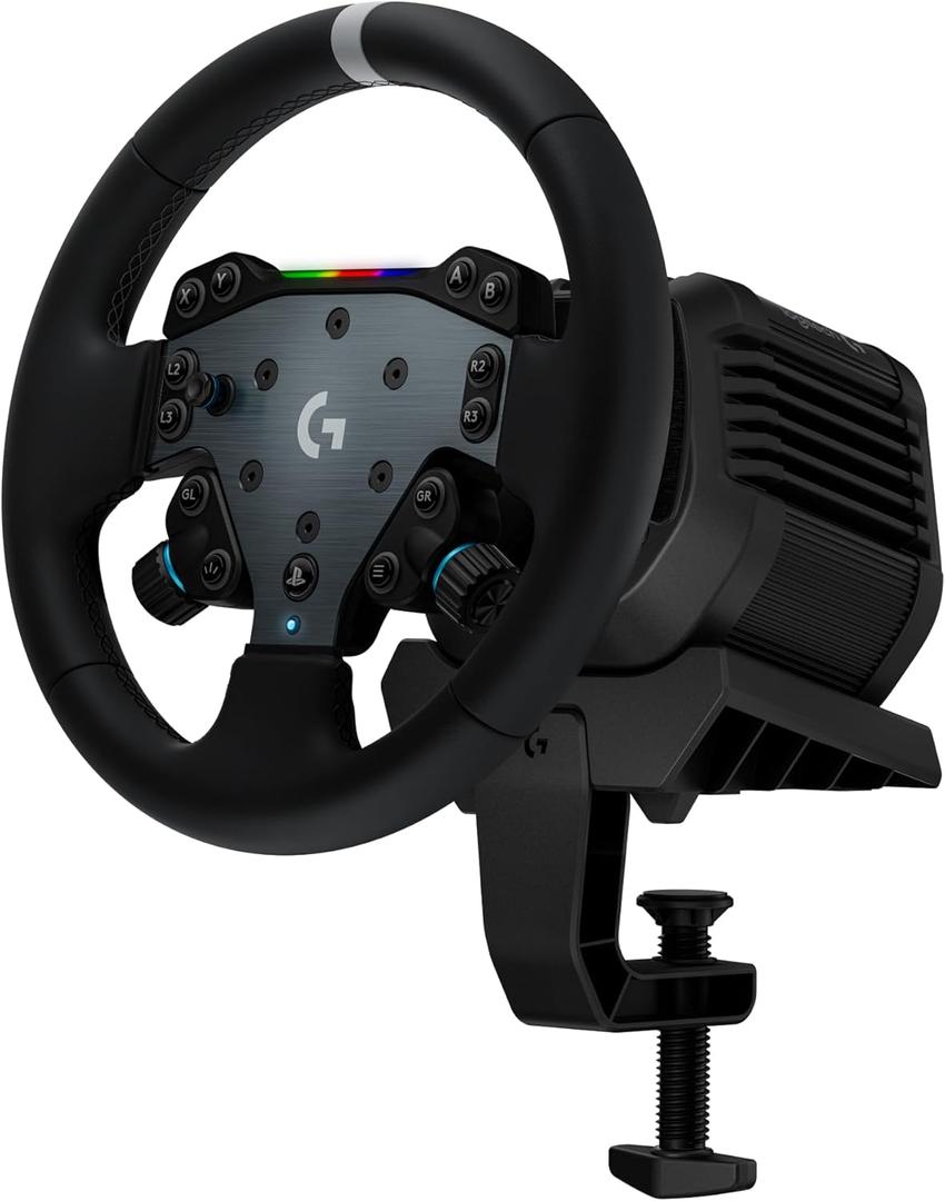 Logitech G RS50 System, 3-Piece Sim Racing Steering Wheel Setup - RS50 Wheel base with 8 Nm Direct Drive, RS Wheel Hub with 13 Buttons and RS Round Wheel 11inch - For PS5/PS4/PC
