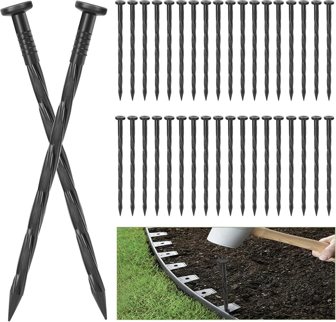 100Pack Plastic Landscape Edging Spikes, 8 Inch Spiral Landscape Anchoring SpikesLandscape Spikes for Garden Lawn Yard, Paver Edging, Weed Barrier, Artificial Turf & More