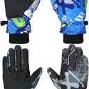 Honoson 2 Pairs Kids Snow Gloves Winter Waterproof Kids Ski Gloves Youth for Girls Boys Outdoor Toddler Snowboard Warm Clothe (2-4 Years, Retro Pattern)
