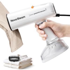 Vacuum Steamer for Clothes Handheld4500Pa Pure Force 2-in-1 Garment Clothing Steamer100-120V Portable Travel Steam Iron1750W Large Ceramic Heat Panel, 340ml Water Tank