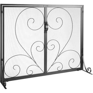 VEVOR Fireplace Screen 1 Panel with Door, Sturdy Iron Mesh Fireplace Screen, 39"(L) x31.6(H) Spark Guard Cover, Simple Installation, Free Standing Fire Fence Grate for Living Room Home Decor Vintage