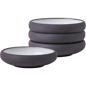 Uaral Matte Black Salad Plate,Dinner Plates and Bowls Set,Stoneware Dessert Plate Set,Appetizer Plates Set of 4,5.5 inch,14 oz(Color Clay and White)