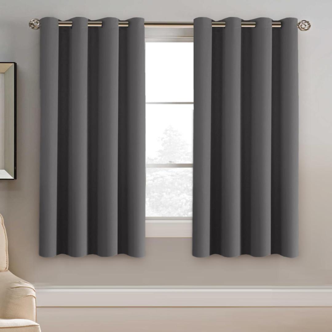 H.VERSAILTEX Blackout Grey Curtains for Bedroom Thermal Insulated Curtains 63 Inches Length Blackout Curtain Panel for Living Room, Luxury Grommet Solid in Charcoal Gray, One Panel, 52" W x 63" L H.VERSAILTEX Blackout Grey Curtains for Bedroom Thermal Insulated Curtains 63 Inches Length Blackout Curtain Panel for Living Room, Luxury Grommet Solid in Charcoal Gray, One Panel, 52" W x 63" L