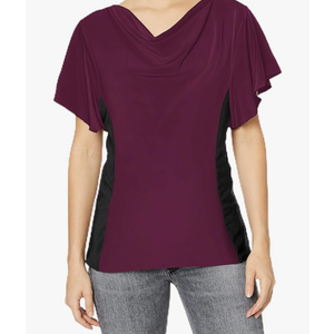 Star Vixen Women's Draped Neckline Slimming Flutter Sleeve Top XL
