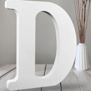 AOCEAN 12 Inch White Big Wood Letters Unfinished Wooden Letters for Wall Decor Decorative Standing Letters Slices Sign Board Decoration for Craft Home Party Projects (D)