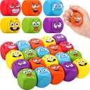 Blulu 24 Pcs Stress Balls Fidget Toys for Kids Foam Cubes Squeeze Stress Ball with Emotion Square Dice Shaped Foam Fidget Relief Toys for Kids Adults Autism Classroom School Supplies Learning Prize