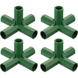 uxcell 4Pcs 16mm/0.6in Greenhouse Frame Connector Pipe Fitting Duty Joint Tool, 5 Way Frame Connectors for Trellis Sunscreen Shed Gardening Plant Stakes and Greenhouse Frames (Green)