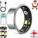 Smart Ring for Women Men,Fitness Tracker Ring with Heart Rate, Sleep Monitoring, Blood Oxygen, Step Counting for iOS and Android, No Subscription Fee, Waterproof, Valentines Day Gifts(Silver, 9)