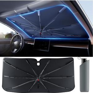 [2025 Upgrade] Weektic Windshield Sun Shade [UPF50+ Crystal Nano Reflector] Protect Car from Sun Ray Damage, Umbrella Sun Shade for Car SUV Truck Keep Cool & Comfy, Medium (56" L x 32" W)