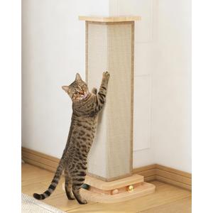 Corner Cat Scratcher with Track Balls, 25'' Cat Scratching Post for 90 Furniture Sofa, Replaceable Sisal Scratch Pad for Wall Furniture Protector