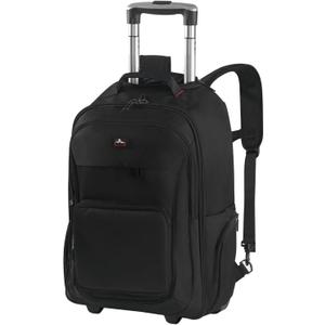Rolling Backpack with Wheels, Roller Backpack for 17.3 Inch Laptop, 13.4"L x 8"W x 20"H