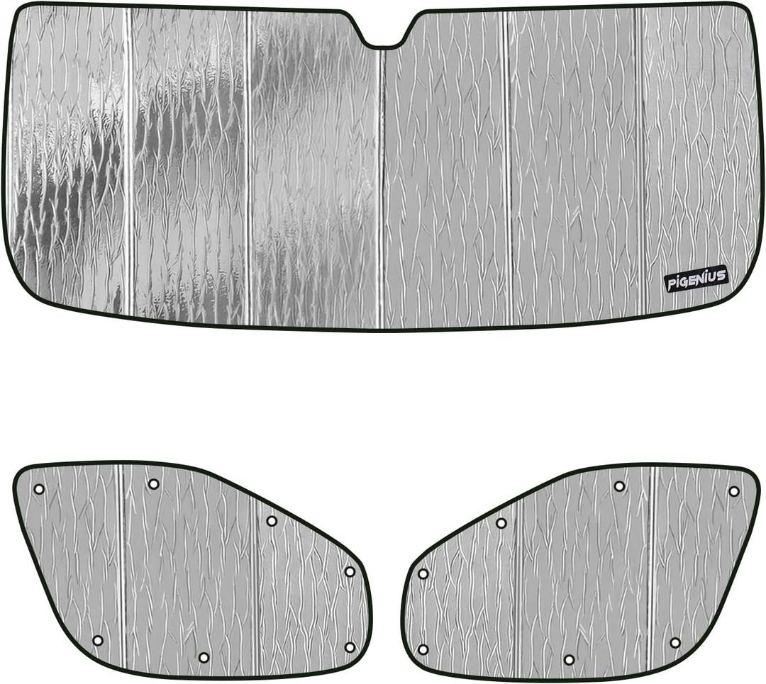 Pigenius Windshield & Side Sunshade for Ram ProMaster (2014-2026) | Thick Foam Armor Custom Fit Cab Set (Front + Sides)