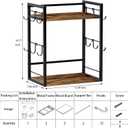Dorhors 2 Tier Coffee Bar Accessories and Organizer,Multi-functional Mug Holder with 12 Hooks,Wood Coffee Station Organizer,Kitchen Countertop Shelf (Rustic Brown)