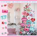 Novabright 22 Pcs Valentine Tree Decor Red Pink Valentines Day Decorations Large Conversation Hearts Tree Picks,Valentine Heart Picks for Valentines Day Home Office Decor Wood