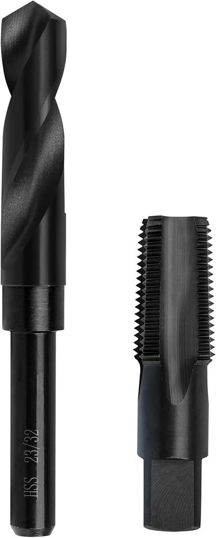 1/2-14 NPT Pipe Tap and 23/32" drill Set, Carbon Steel Hand Threading Plumbing Tap Set for Plumbers Mechanics DIY Thread cutting tools