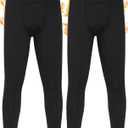 Roadbox Boys Thermal Pants, 2 Pack Kids Fleece Lined Leggings, Youth Sports Baseball Hockey Compression Tights Cold Weather (Black+black)