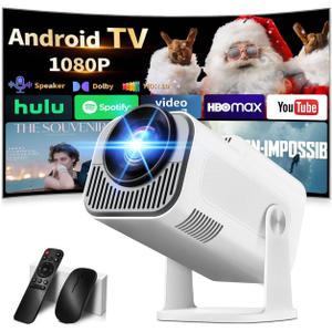 [Projector 2026 Upgraded] Mini Projector Support 4K 1080P Auto Keystone 270°Rotatable with WiFi 6 and Bluetooth 5.2 Projector Portable Compatibile with HDMI/TV Stick/Memory Stick/Laptop,White