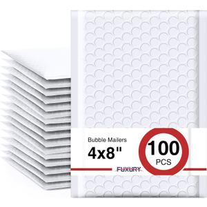 Fuxury 4x8 Bubble Mailers 100 Pack White Padded Envelopes Usable Size 4x7" Opaque Small Padd Mailer for Gifts Mailing Envelopes Bubble Padded, Envelope Small Business Shipping
