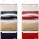 Riakrum 2 Pcs Fish Extenders Cruise Gift Hanger with 3 Pockets 2026 Fe Hanging Cabin Door Organizer Line for Travel Cruise Essentials Gift Exchanges and Pixie Dust(Red and Blue)