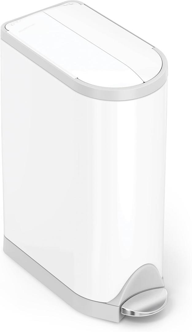 simplehuman Diaper Can with Odorsorb System (Odorsorb Pods and Odorsorb Liners), 18 Liter/ 4.8 Gallon, White Stainless Steel
