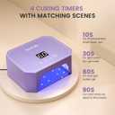 Lavinda 54W UV LED Nail Lamp Plug-in Gel Nail Light with LCD Display, 4 Timers, Auto Sensor, Dual Wavelength, Nail Dryer for Home & Salon Purple