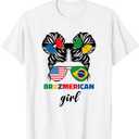 Half American and Brazilian America Brazil Flag Girl Kids TShirt