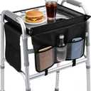 Walker Tray for Folding Walker, Detachable Tray for Walkers for Seniors with Cup Holder & Non-Slip Surface, Essential Walker Accessories for Seniors