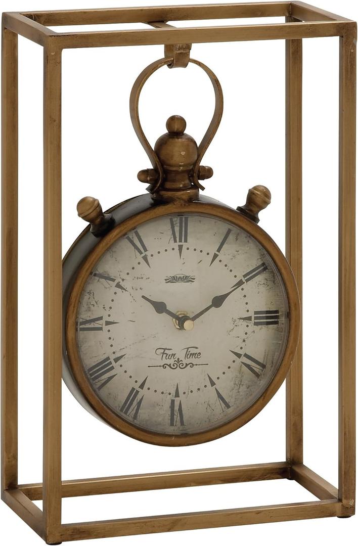 Deco 79 Metal Standing Stopwatch Clock, 9" x 4" x 13", Bronze