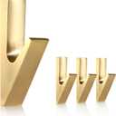 SIAMESE Aluminum Coat Hooks, 4 Pcs Brushed Gold Towel Hooks, Wall Hooks for Clothes, Jackets, Shower, Robe, Hat, Towel, in Bathroom, Kitchen, Living Room, Bedroom(Brushed Gold)