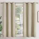 YoungsTex Beige Short Blackout Curtains 45 Inches Length for Window - Thermal Insulated with Grommet Room Darkening Drapes Privacy for Bedroom Kitchen Bathroom, 2 Panels, 42 x 45 Inch