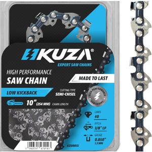 10 Inch Chainsaw Chain 3/8" LP Pitch, 050" Gauge, 40 Drive Links, German Steel, fits MAKITA, ECHO, Remington RM1035P, Worx WG309, Sun Joe SWJ803E, Craftsman - and more
