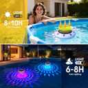 Floating Pool Lights w/Remote, 6.5" Top to Bottom Dynamic Color Changing Solar Pool Lights that Float, IP68 Waterproof Solar Floating Light for Inground Above Ground Pools Garden Decor(2)
