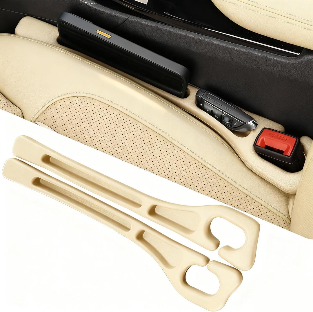 YLXGT Car Seat Gap Filler Organizer Universal for Car SUV Truck Accessories Seat Gap Plug Blocker with Storage Slot Beige 2 Pack (Driver'sPassenger)