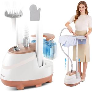HAPAIS Steamer for Clothes,1800W Standing Garment Steamer with 30s Fast Heat,2L Tank for 1 Hour,Professional Clothes Steamers for 10 Fabric Modes,2-in-1 Flat & Hanging Ironing