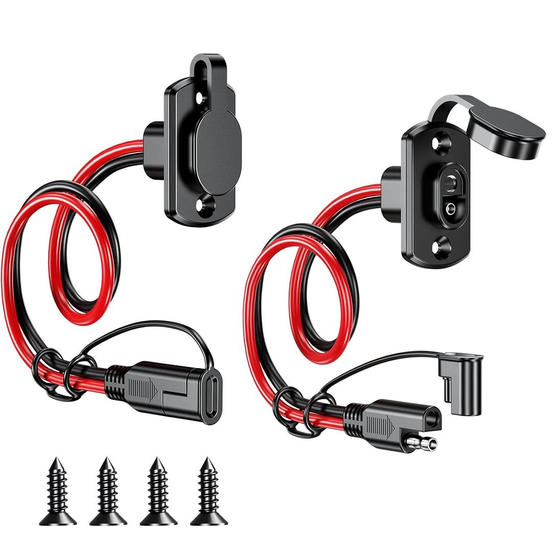 Kewig SAE Quick Connector Harness, SAE Adapter Male Plug to Female Socket Cable, 1FT 12AWG SAE Extension Cord [ 2 Pack ]