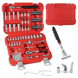 LLNDEI 106PCS 1/4-inch Drive Socket Set with Wrench, CR-V Steel Kit, Ratchet Handle, Screwdriver Bit Set & Magnetic Pickup Tool, With 11x8x2.5-inch Carrying Case