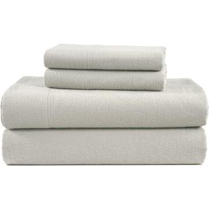 LANE LINEN Cotton Flannel Queen Size Sheets Set - Brushed for Extra Softness - Lightweight Queen Size 100% Cotton Sheets Set - Warm & Cozy Flannel Cotton Bed Sheets Set, 15" Deep Pocket - Mineral