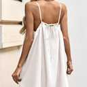 Fisoew Women Summer Sleeveless Mini Dress Tie Back Casual Loose Sexy Trendy Swimsuit Coverup (White)