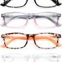 Stylish Reading Glasses for Women, Blue Light Blocking Readers, Ladies Eyeglasses,Cheaters (Tortoise/Pink/Orange/Clear)