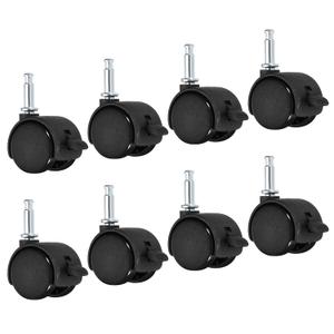 PATIKIL 1 Inch Swivel Stem Casters, 8 Pack Nylon 360 Degree Insert Swivel Stem Wheels with Brake for Chair Shelf Furniture Replacement, Black