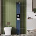 ChooChoo Narrow Bathroom Storage Cabinet with Adjustable Shelves, Tall Storage Cabinet with 2 Doors and 1 Drawer, Freestanding Cupboard for Small Spaces, Blue, 7.87"D x 7.87"W x 70.87"H