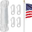 smrtcol Flagpole Rope Kit 1/4 Inch x 66 Ft Durable Nylon Halyard with 4 Plastic Clips – Quiet, Weatherproof for 33 Ft Flagpoles, DoubleSided Flags, Camping & Outdoor Use