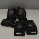 Tanden Skateboard Protective Gear Knee Pads and Elbow Pads Set, Elbow and Knee Pads for Roller Skating Wrist Guards Skateboarding Pads (Adult (14+ years), Black)