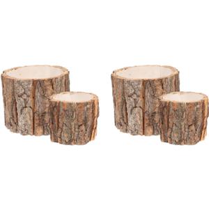 DECHOUS 4Pcs Tree Stump Planter Pot: Natural Wood Stump Flower Vases - Rustic Farmhouse Tree Bark Planter Flower Pot for Home Table Decor (10cm and 8cm)