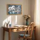 LLEEMPI White Daisy Vase Wall Art, Blue Butterfly Wall Decor, Inspirational Quote Canvas Painting, Rustic Farmhouse Poster Print for Bathroom Bedroom Hallway Dining Room Wood Framed 16x24 Inch