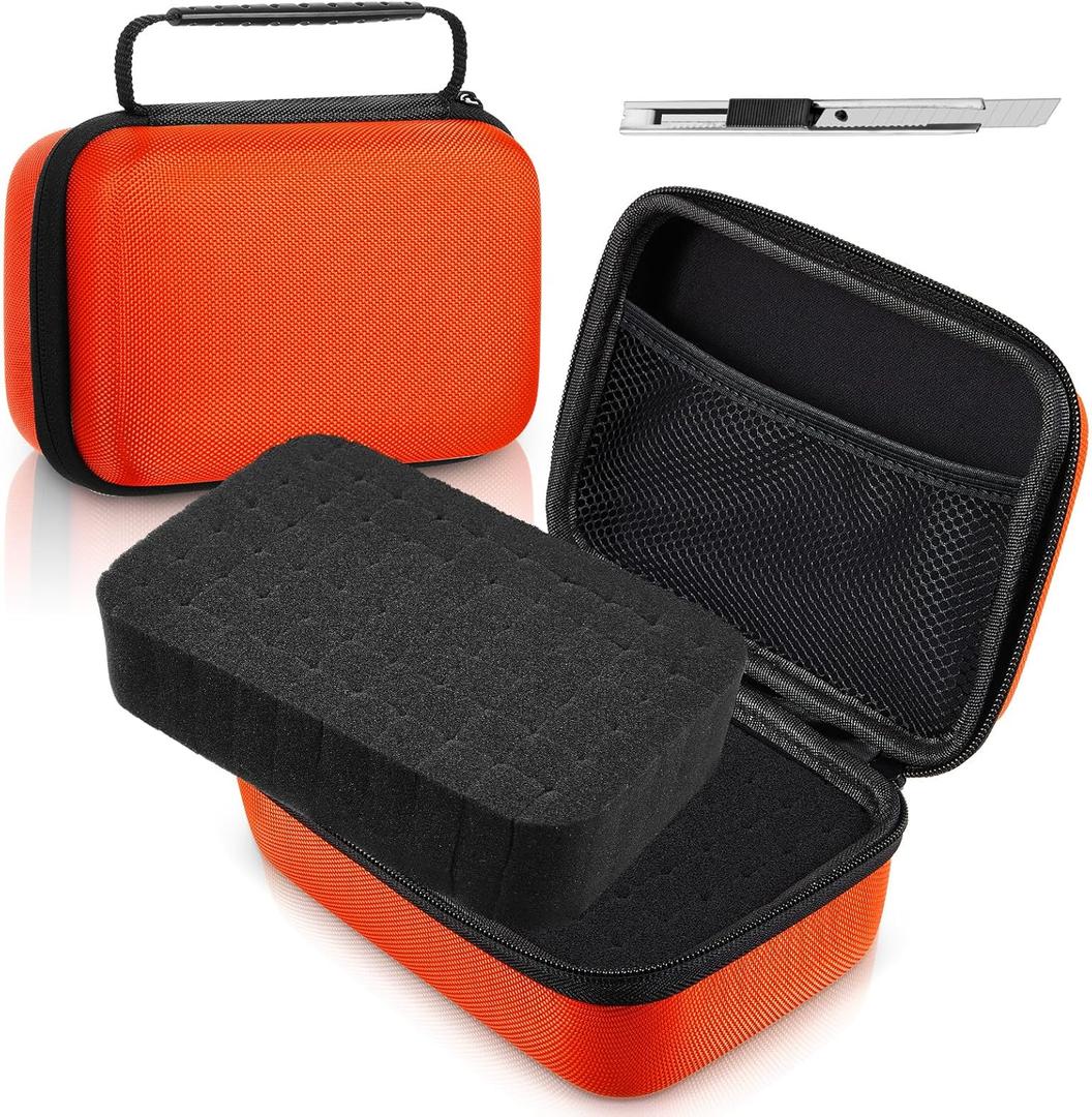 EVA Hard Case with Customizable Foam 12.6 x 8.3 x 3.5 Inch Protective EVA Carrying Case Shockproof Outdoor for Camera, Digital Products, Electronic Instruments with Knife, Orange