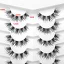 2 x Hand-Knotted Natural Strip Lashes Clusters Wispy Short False Eyelashes Lightweight Soft Crossed 3D Cat Eye Look Faux Human Hair Lash 7 Pairs Pack